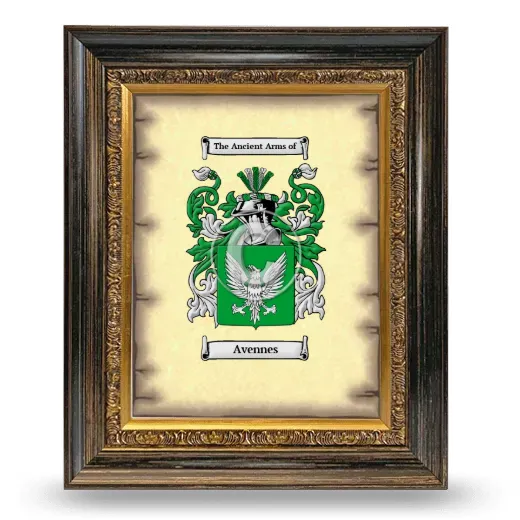 Avennes Coat of Arms Framed - Heirloom