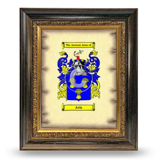 Avis Coat of Arms Framed - Heirloom