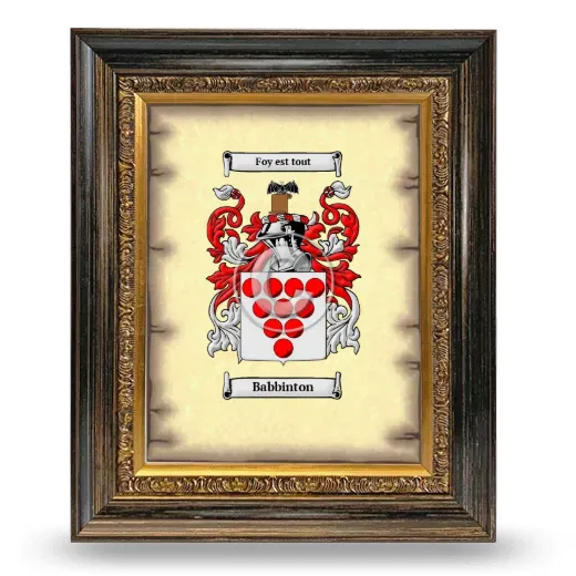 Babbinton Coat of Arms Framed - Heirloom