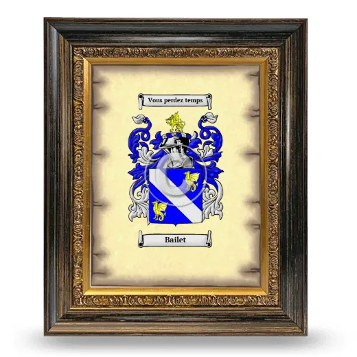 Bailet Coat of Arms Framed - Heirloom