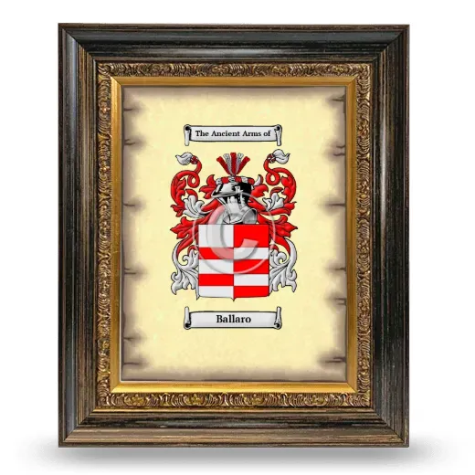 Ballaro Coat of Arms Framed - Heirloom