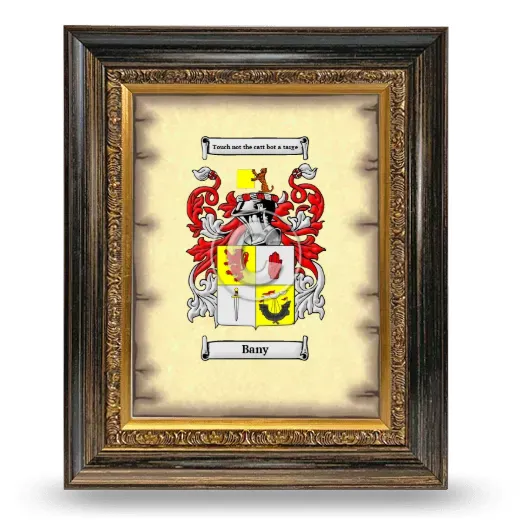 Bany Coat of Arms Framed - Heirloom