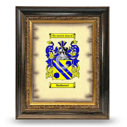 Barbaraci Coat of Arms Framed - Heirloom
