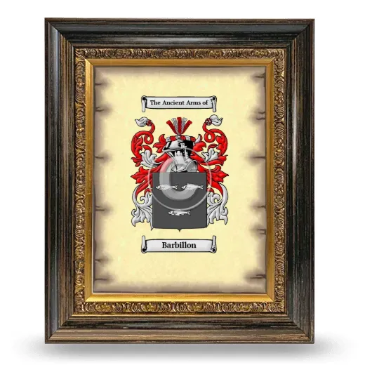 Barbillon Coat of Arms Framed - Heirloom