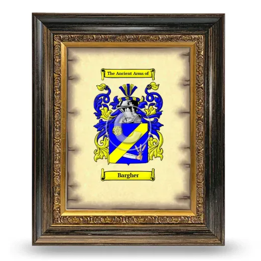 Bargher Coat of Arms Framed - Heirloom