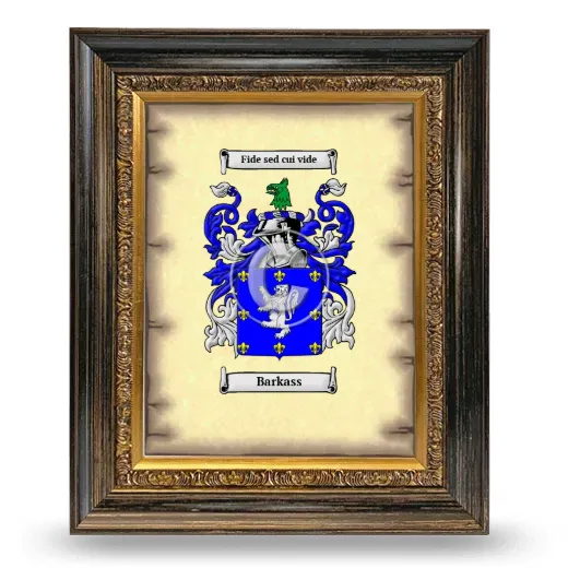 Barkass Coat of Arms Framed - Heirloom