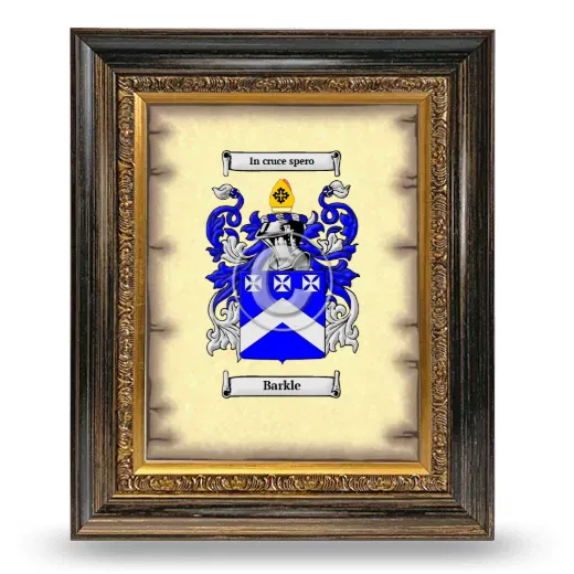 Barkle Coat of Arms Framed - Heirloom