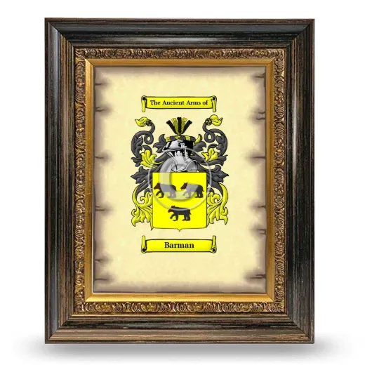 Barman Coat of Arms Framed - Heirloom