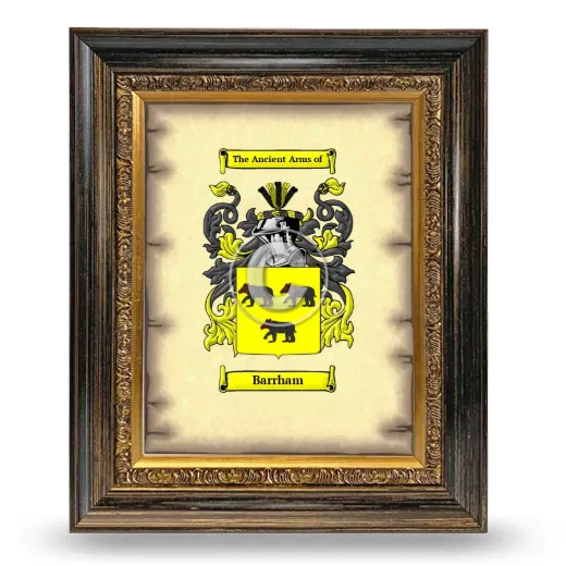 Barrham Coat of Arms Framed - Heirloom
