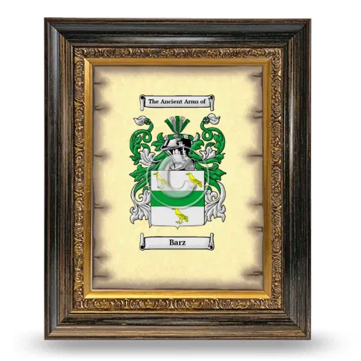 Barz Coat of Arms Framed - Heirloom