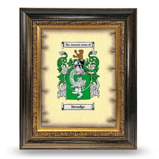 Bavadge Coat of Arms Framed - Heirloom