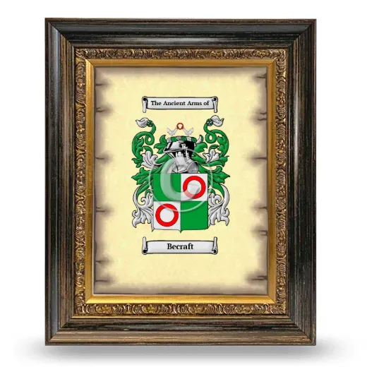 Becraft Coat of Arms Framed - Heirloom