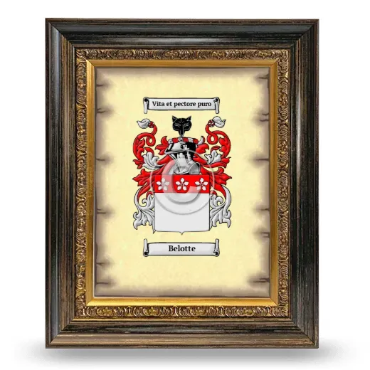 Belotte Coat of Arms Framed - Heirloom