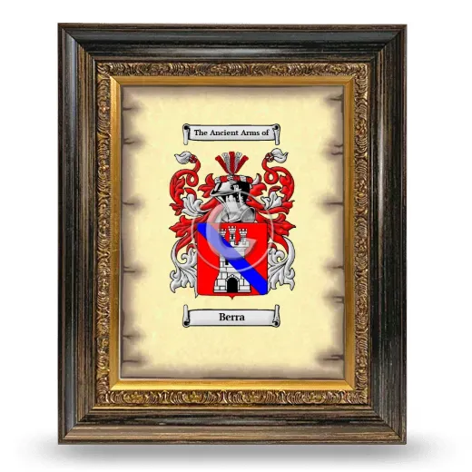 Berra Coat of Arms Framed - Heirloom