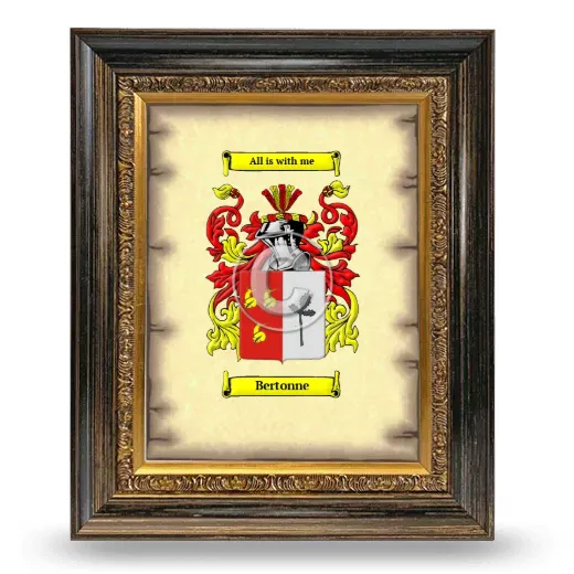 Bertonne Coat of Arms Framed - Heirloom