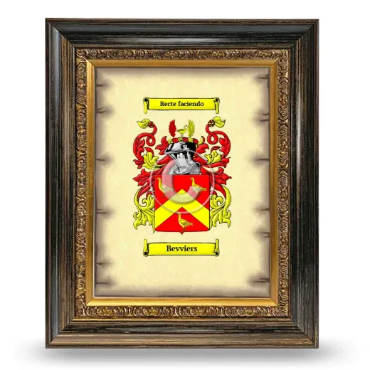 Bevviers Coat of Arms Framed - Heirloom