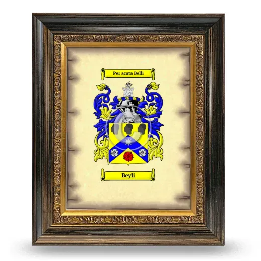 Beyli Coat of Arms Framed - Heirloom