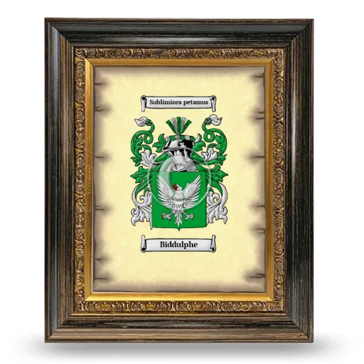 Biddulphe Coat of Arms Framed - Heirloom
