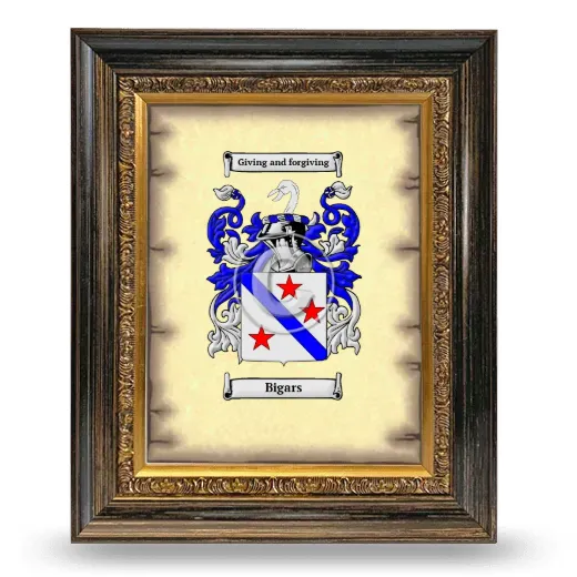 Bigars Coat of Arms Framed - Heirloom