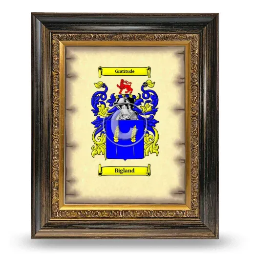 Bigland Coat of Arms Framed - Heirloom