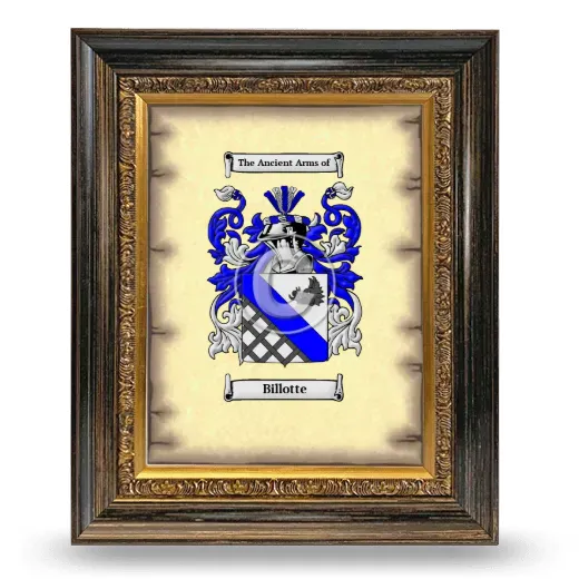 Billotte Coat of Arms Framed - Heirloom