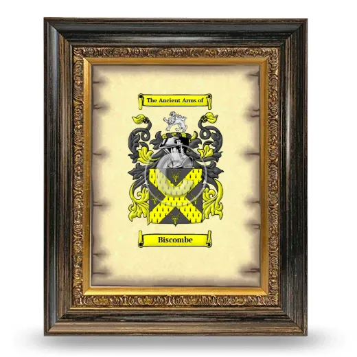 Biscombe Coat of Arms Framed - Heirloom