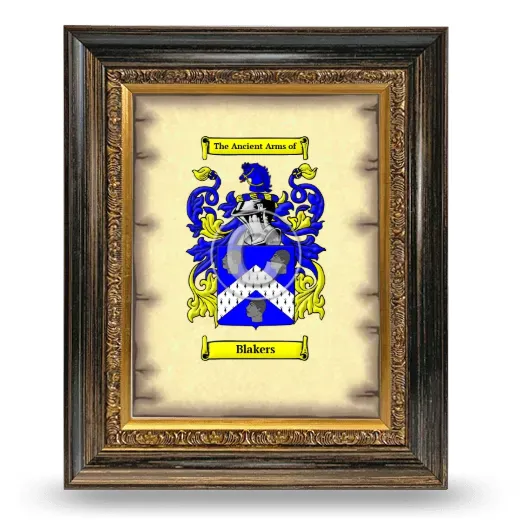 Blakers Coat of Arms Framed - Heirloom