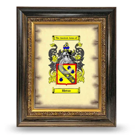Bletso Coat of Arms Framed - Heirloom