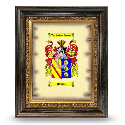 Bloues Coat of Arms Framed - Heirloom