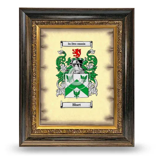 Bluet Coat of Arms Framed - Heirloom