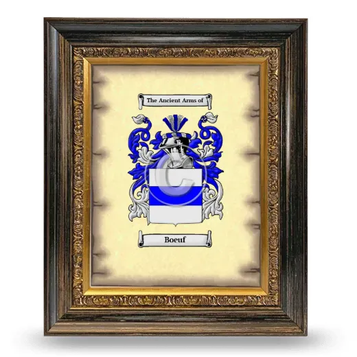 Boeuf Coat of Arms Framed - Heirloom
