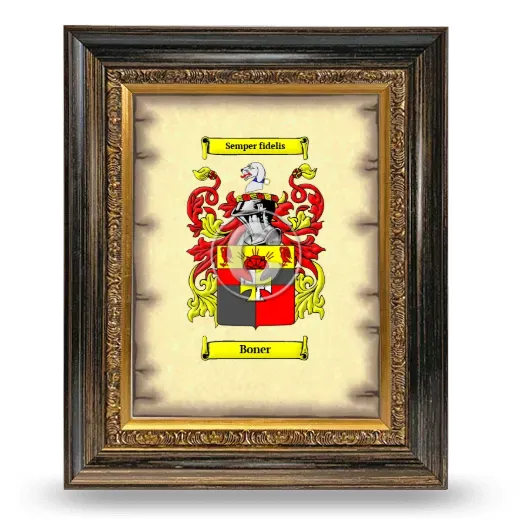 Boner Coat of Arms Framed - Heirloom