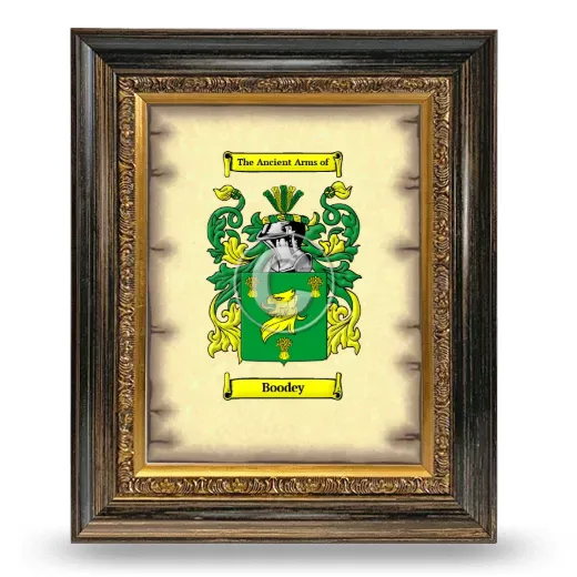 Boodey Coat of Arms Framed - Heirloom