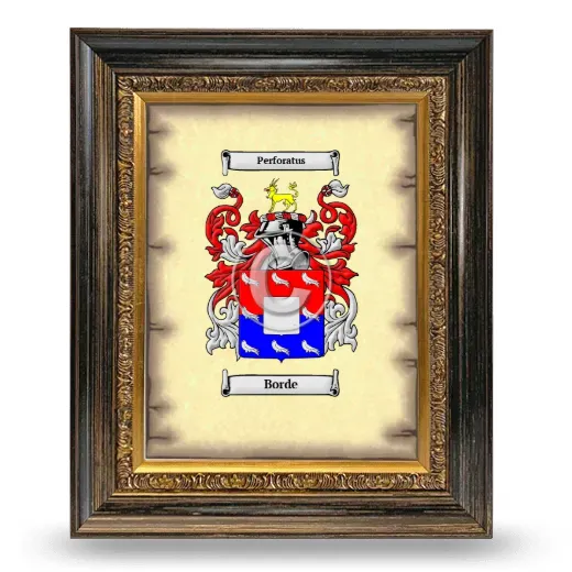 Borde Coat of Arms Framed - Heirloom