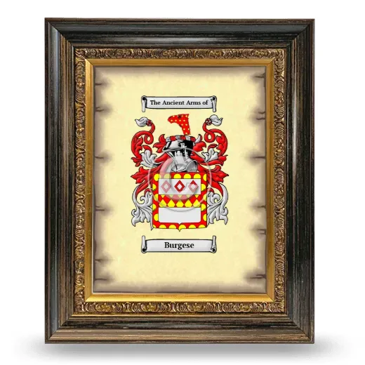 Burgese Coat of Arms Framed - Heirloom