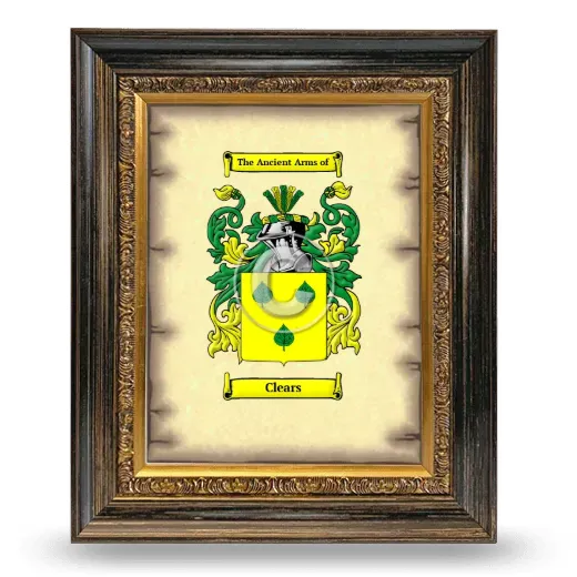 Clears Coat of Arms Framed - Heirloom