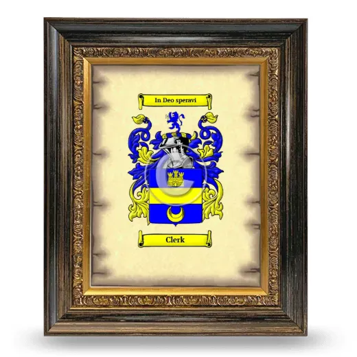 Clerk Coat of Arms Framed - Heirloom