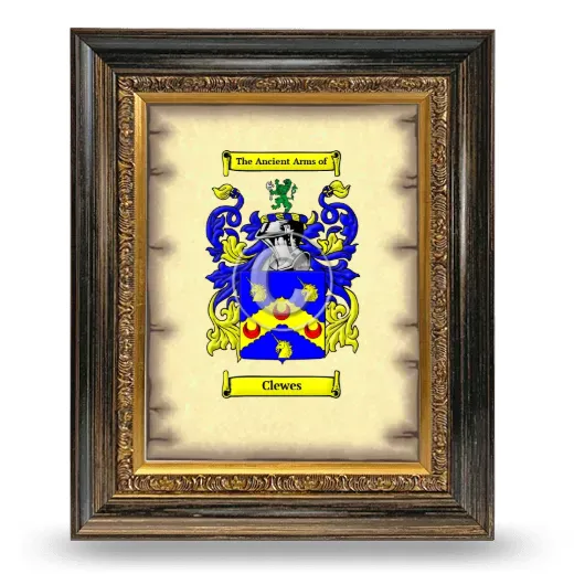 Clewes Coat of Arms Framed - Heirloom