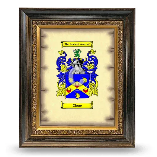 Cloue Coat of Arms Framed - Heirloom