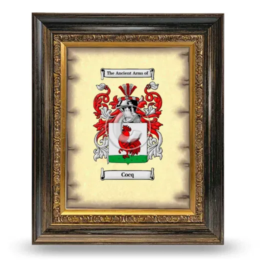 Cocq Coat of Arms Framed - Heirloom