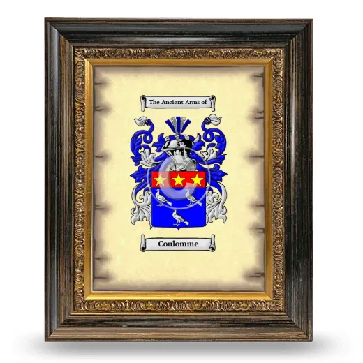 Coulomme Coat of Arms Framed - Heirloom