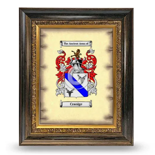 Cranige Coat of Arms Framed - Heirloom