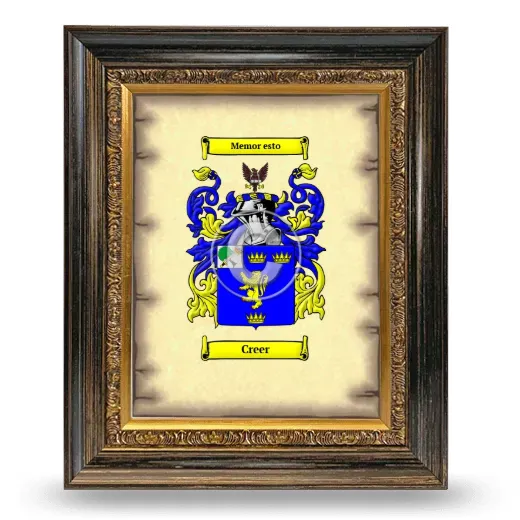 Creer Coat of Arms Framed - Heirloom