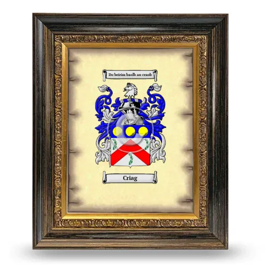 Criag Coat of Arms Framed - Heirloom