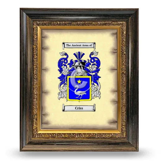 Criss Coat of Arms Framed - Heirloom