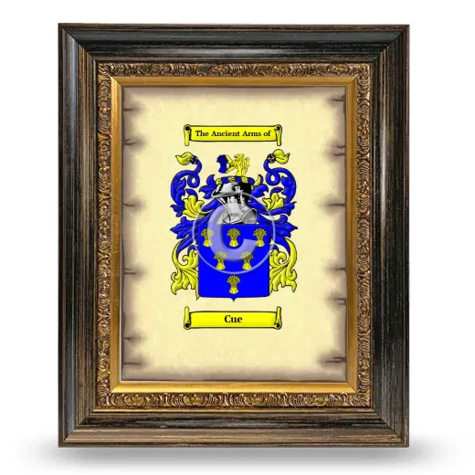 Cue Coat of Arms Framed - Heirloom