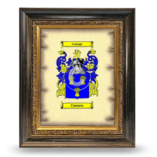 Cunnen Coat of Arms Framed - Heirloom