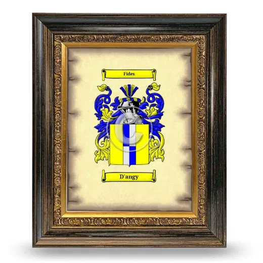 D'angy Coat of Arms Framed - Heirloom