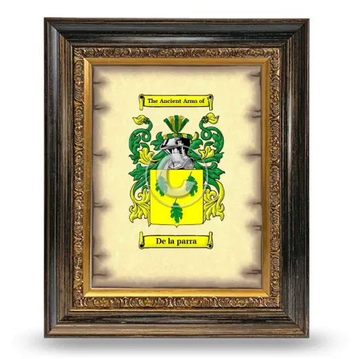De la parra Coat of Arms Framed - Heirloom
