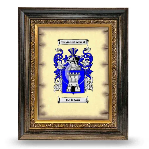 De latour Coat of Arms Framed - Heirloom